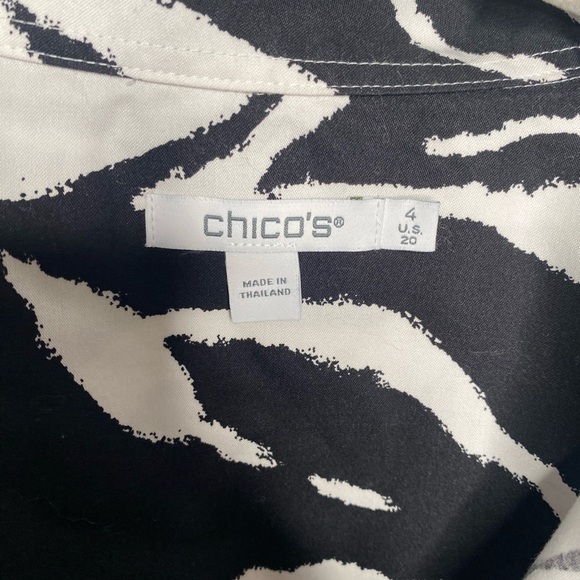 Chico's No Iron Stretch Zebra Stripe Button Down Shirt Chico’s 4 / XXL / plus 20 - Picture 3 of 6